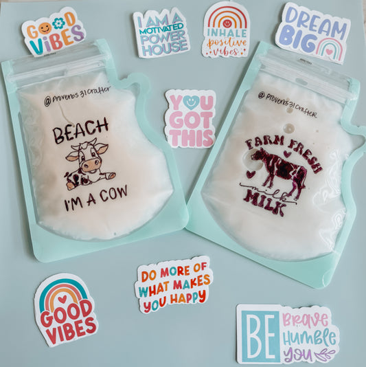 Hand-Drawn Breast Milk Storage Bags - Cow Version