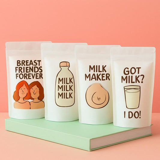 Hand-Drawn Breast Milk Storage Bags - Pink Version