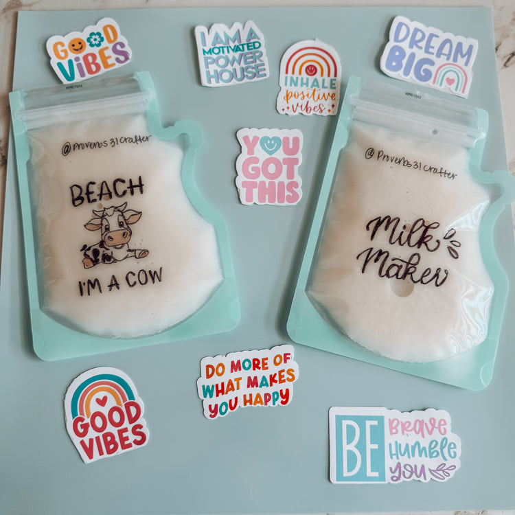 Hand-Drawn Breast Milk Storage Bags - Cow Version