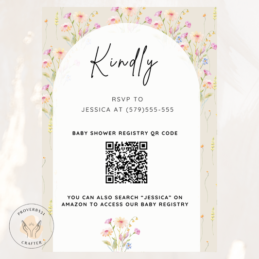 Baby in Bloom Baby Shower Invite Digital Dowload (Neutral)