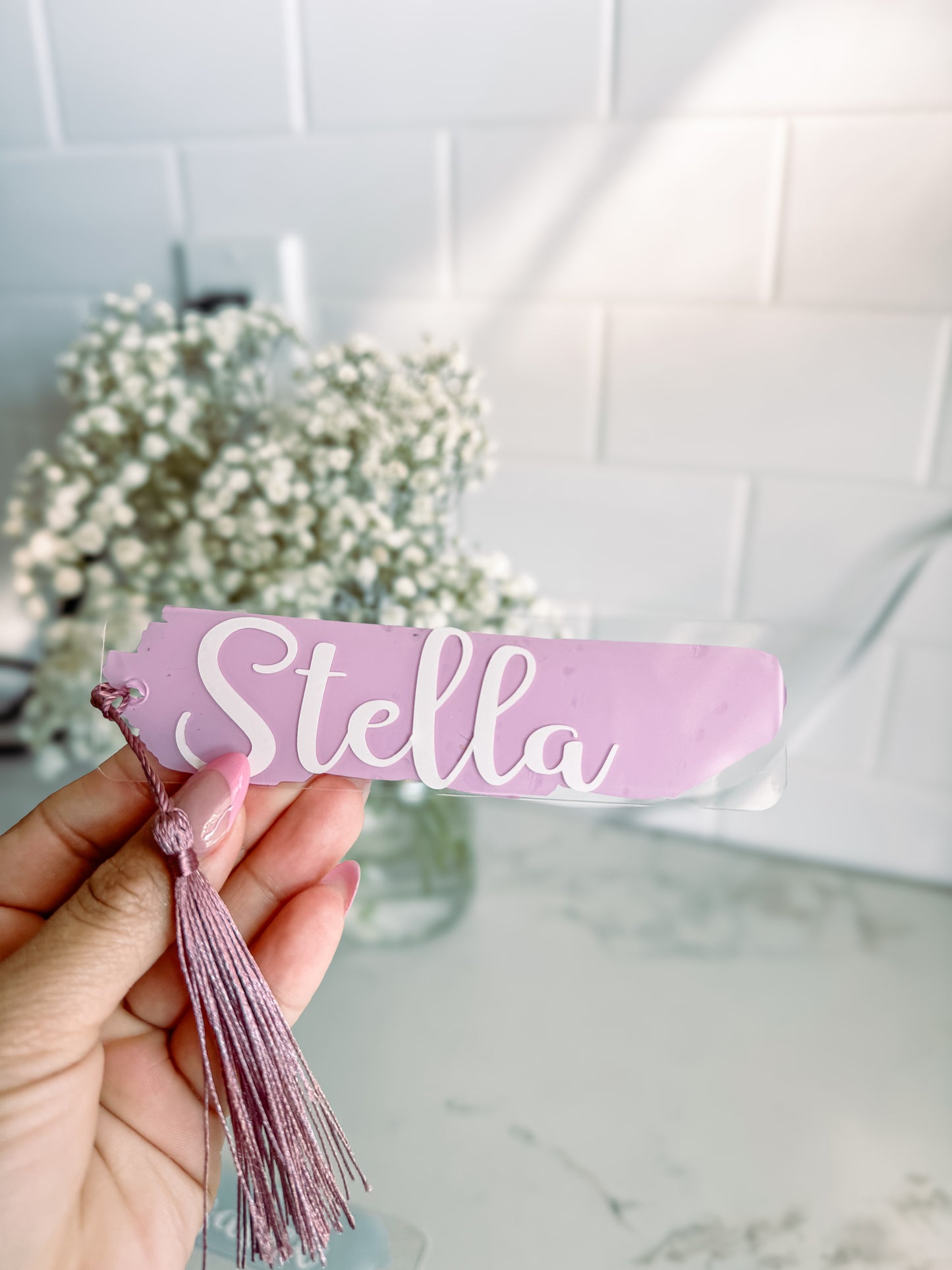 Lilac Purple Acrylic Bookmark with tassle