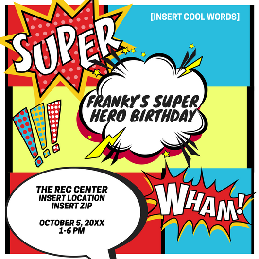Superhero Invitation TEMPLATE (Digital Download ONLY)
