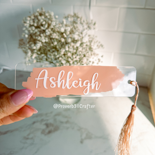 Aesthetic Coral Acrylic Bookmark with tassle