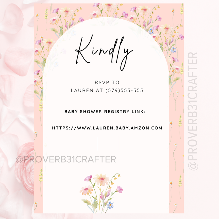 Baby in Bloom Baby Shower Invite Digital Dowload